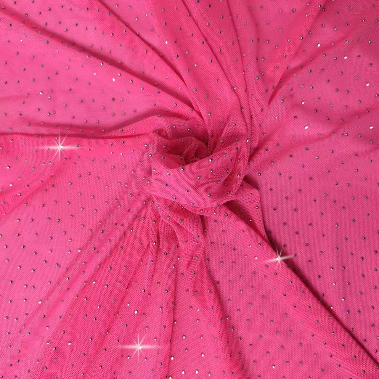 58" Wide Luxury All Over AB Rhinestones on 4 Way Stretch Knit Prints Mesh Fabric by The Yard(White,5Yard)