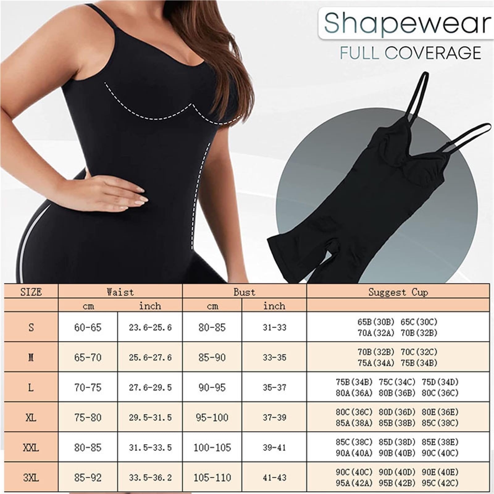 Body Contenitivo Modellante Body a Copertura Totale Shapewear Coscia Body Slim Body con Schiena Bassa Body Shaper Tuta Senza Schienale Shapers Senza Cuciture più Sottile(Beige Thigh,S)