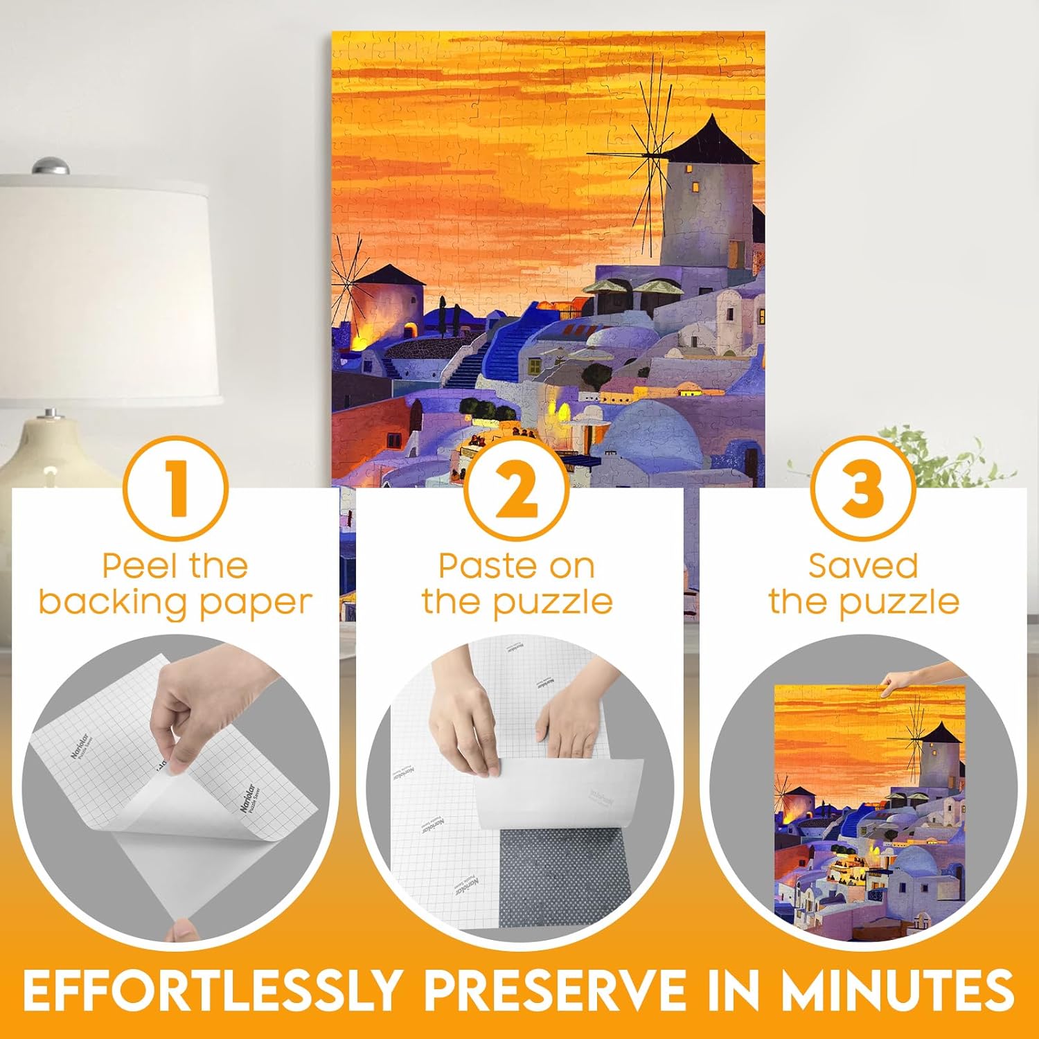 Nariolar Ultra Adhesion Puzzle Glue Sheets, 32 Saver Sheets Preserves 4×1000 Pieces Jigsaw, Puzzle Saver for Easy Preservation in Minutes