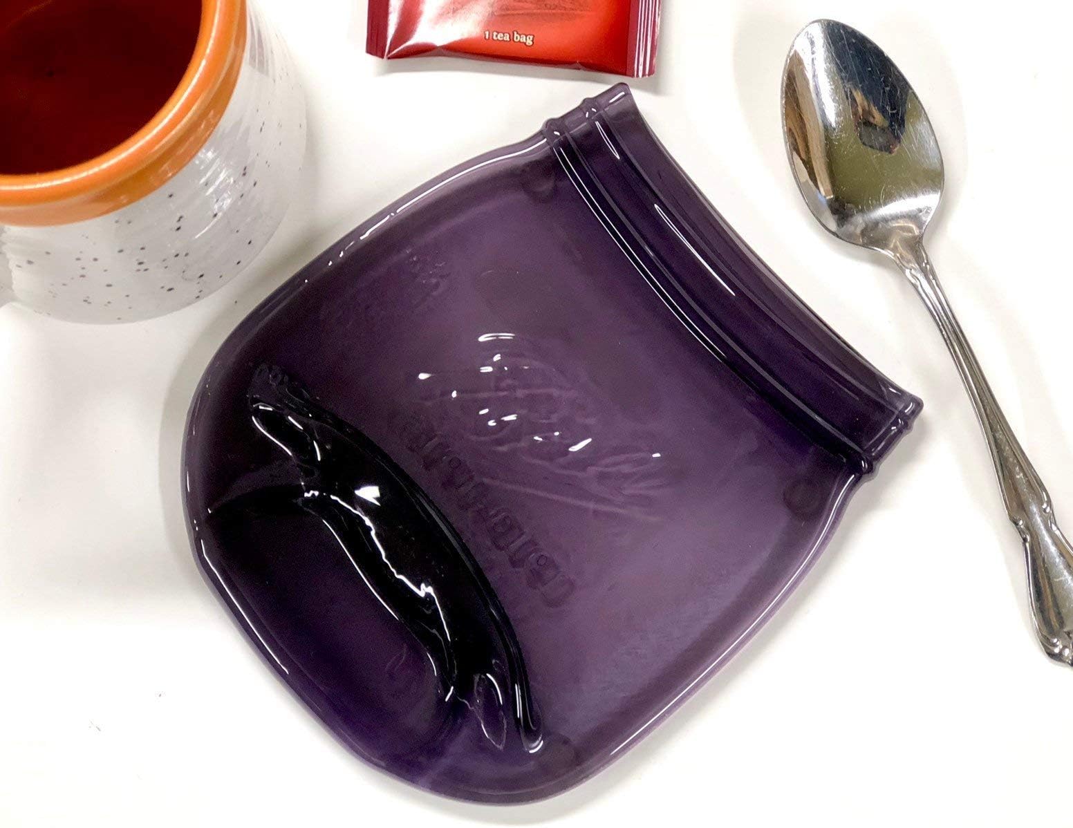 Melted Purple Glass Mason Jar Spoon Rest, Ball Jar Home Decor