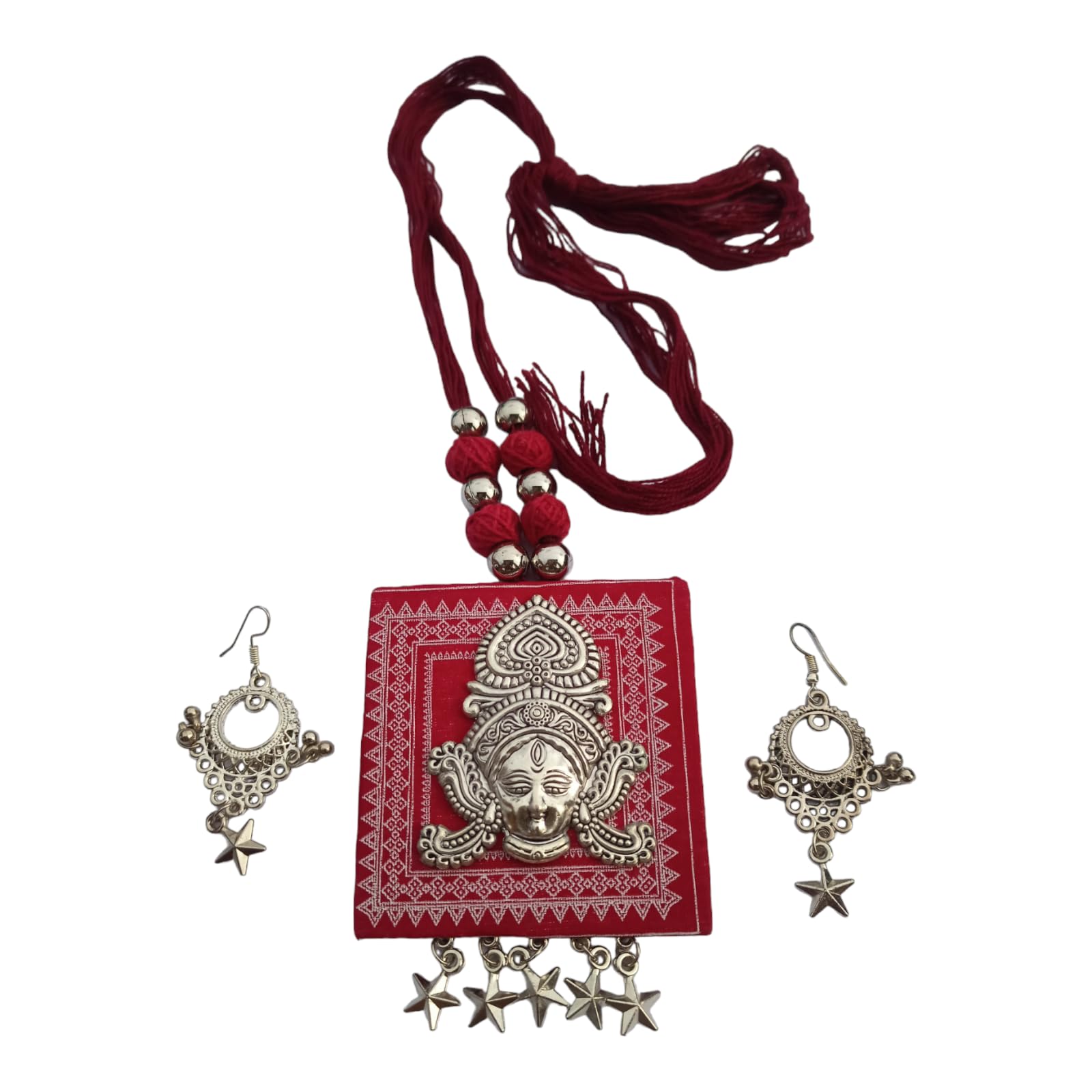 Durga Maa Necklace Set, Ethnic Indian Jewelry with Necklace, Earrings and Pendant, Red (B0DCN8JLHJ) Amazon Price History, Amazon Price Tracker