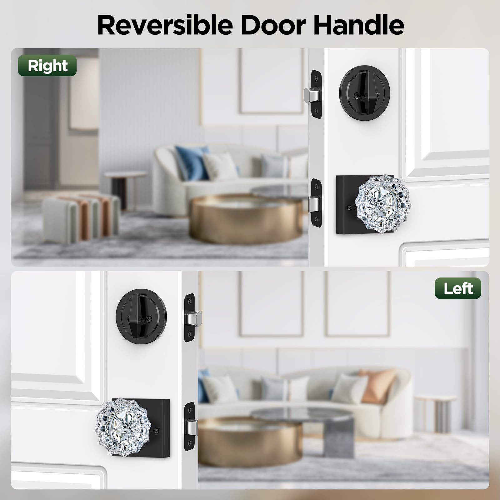 Modern Black Front Door Handle Set -5