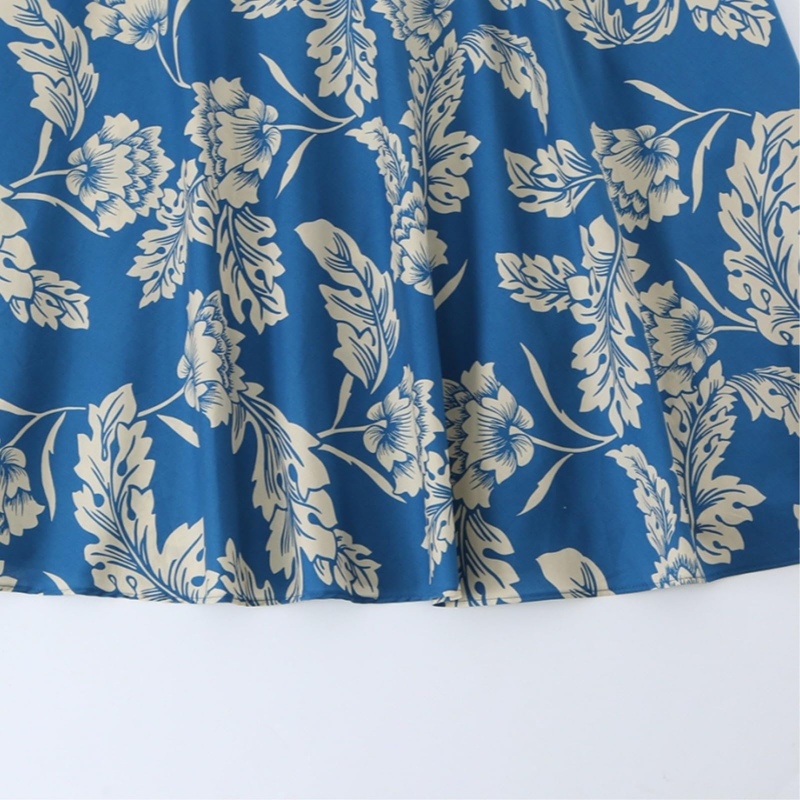 Vestido Largo Verano Mujer Vestido Midi Azul con Estampado Floral, Escote En V Profundo Y Tirantes Finos, Ideal para Vacaciones De Verano.