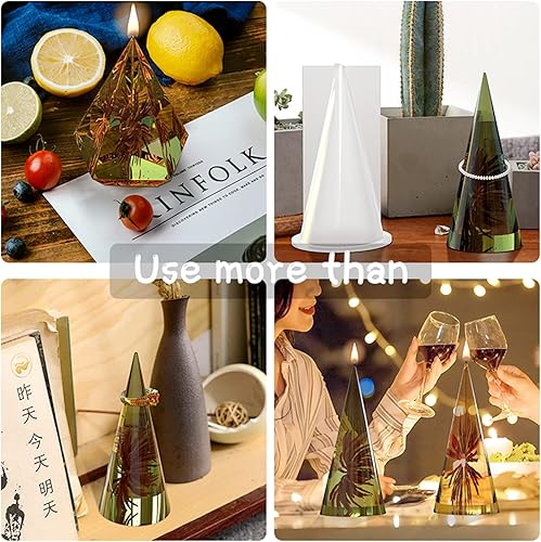 Miniatura 9 de Moldes de resina de cono de anillo, 6 moldes de silicona facetados para resina epoxi, moldes de resina de silicona piramidal para soporte de