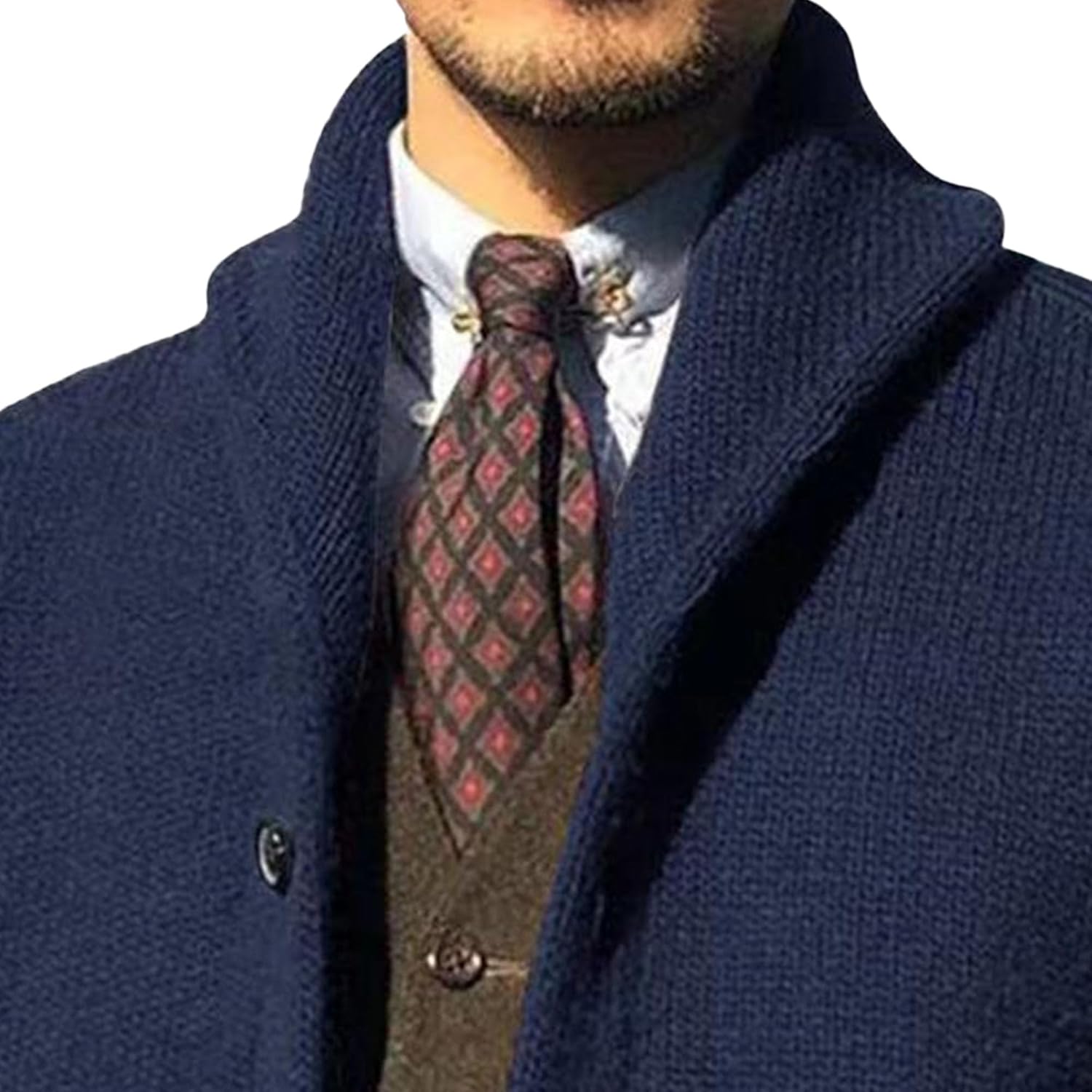 Men Button Down Casual Cardigans Shawl Collar Sweater with Pockets Shawl Collar Buttons Knit Cardigan Sweater
