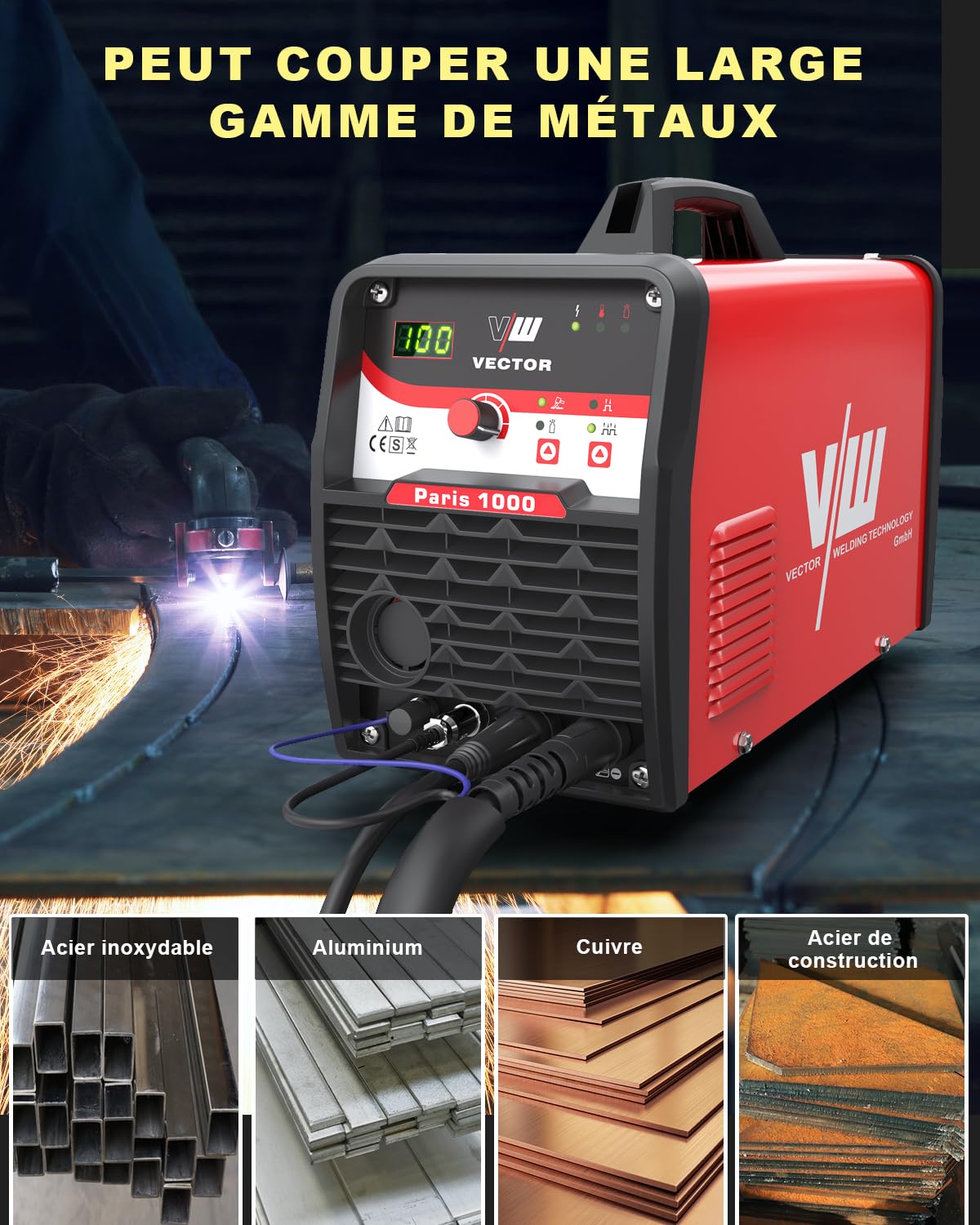 VECTOR WELDING Découpeur Plasma IGBT Allumage sans Contact 100A 400V