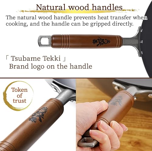 Miniatura 5 de Nitrided Flat-Bottom Wok with Handle, Woks, Stir Fry Pans 12.99 Inch 33cm