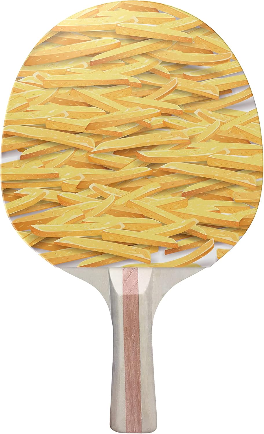 French Fries Colorful Design Ping Pong Paddle, Premium 5 Ply Table Tennis Racket (Red on Back)