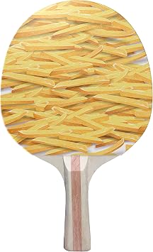 French Fries Colorful Design Ping Pong Paddle, Premium 5 Ply Table Tennis Racket Red on Back