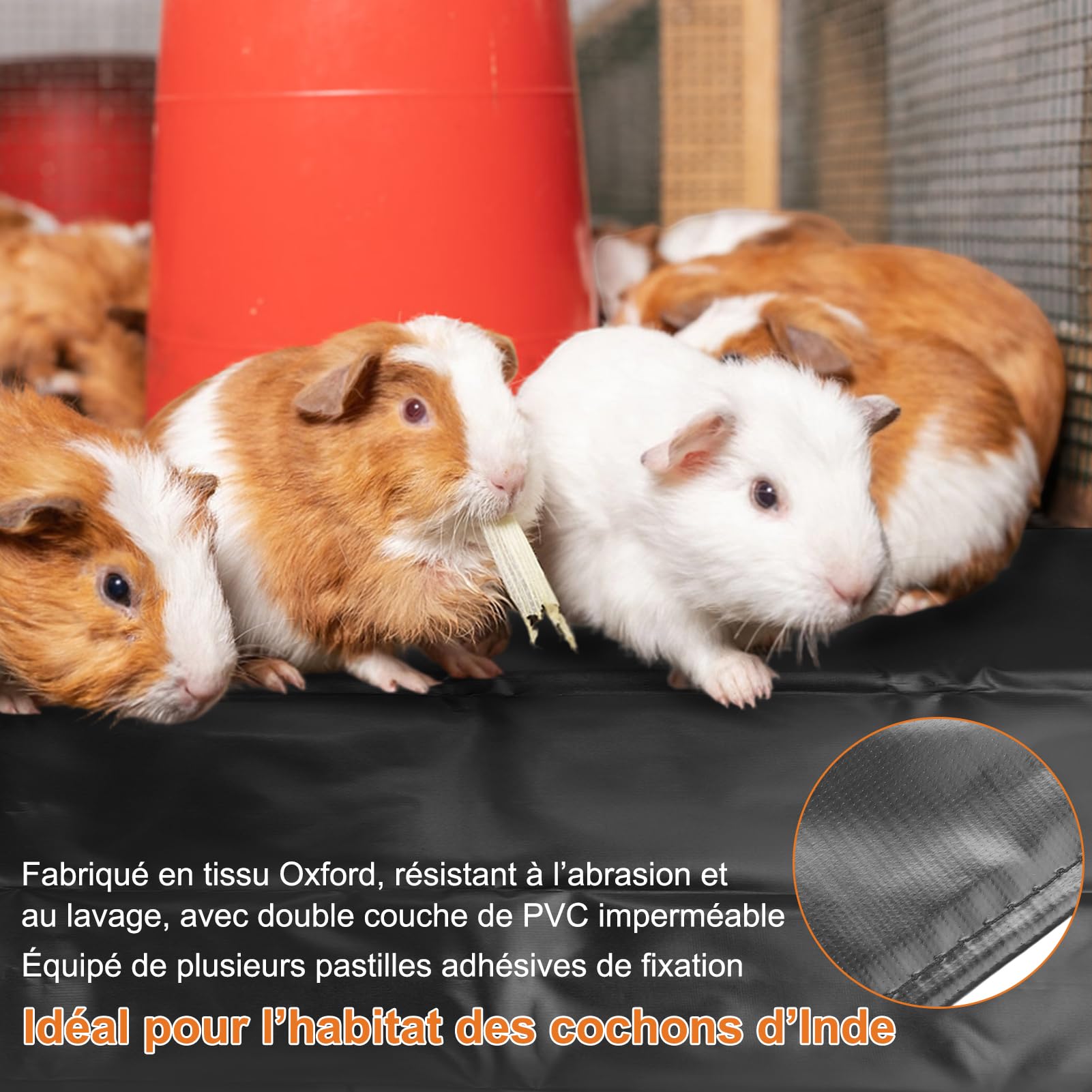Housse de cage de cochons d'Inde imperméable fond pour habitat de petits animaux en toile pour lit de chinchilla (105 x 69 x 11 cm)
