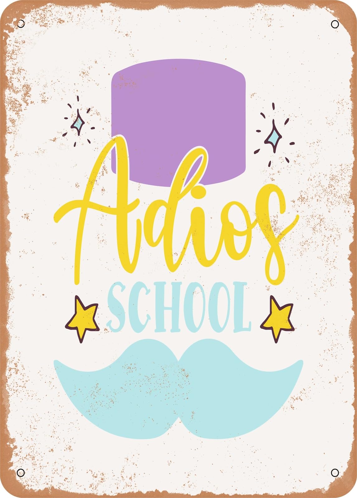 Miaomansenstore Metal Sign - Adios School - Vintage Rusty Look Home Decor