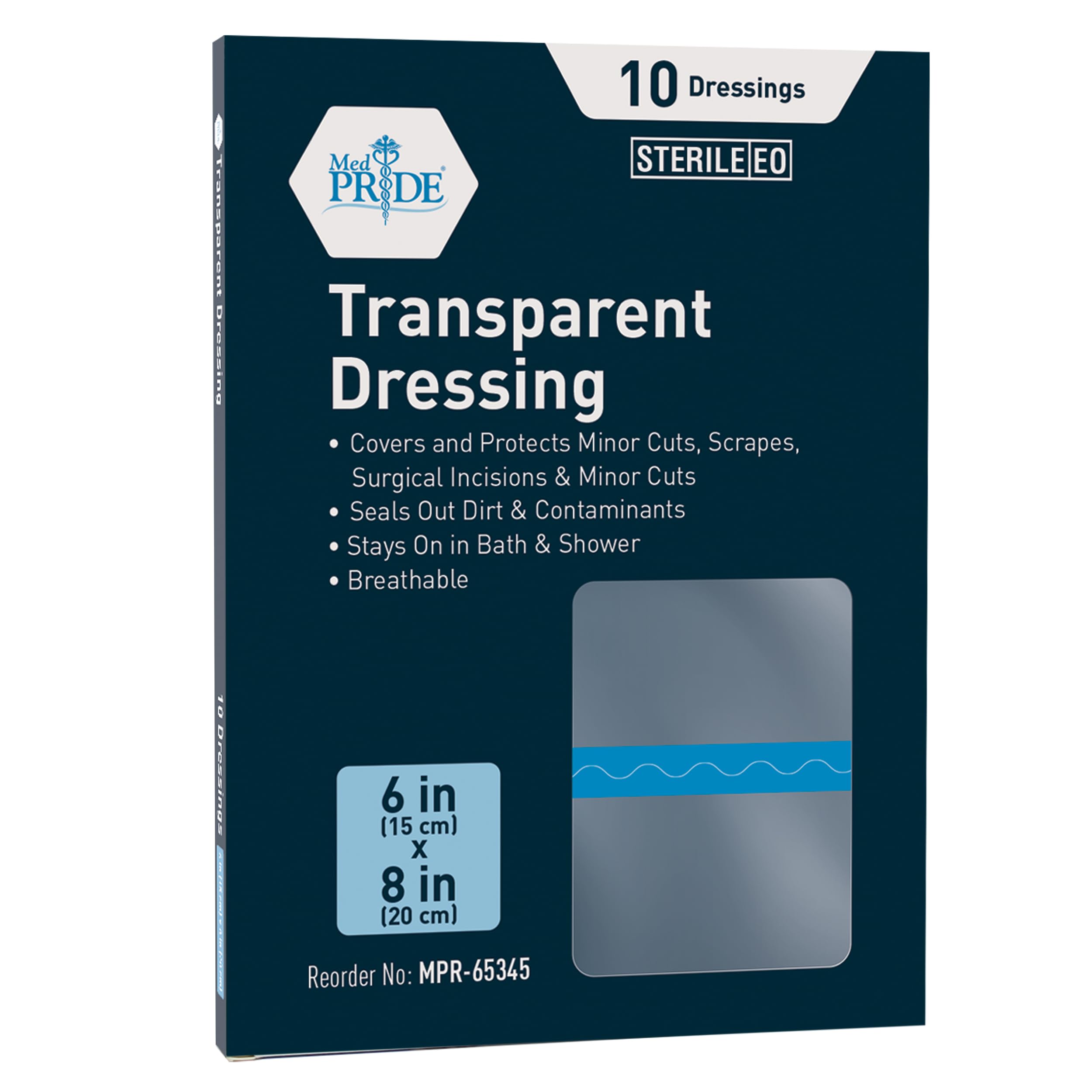 Buy MED PRIDE Transparent Film 6’’ x 8’’ Wound Dressing, 10 Pack 3