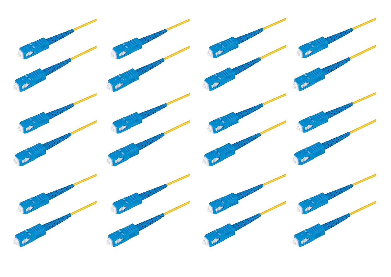 SpeedyFiberTX 12-Pack 2 Feet SC/UPC to SC/UPC 3.0mm Simplex Yellow Riser OFNR Fiber Patch Cable, Corning SMF-28 Singlemode 9/125um OS1/OS2 Compatible Ultra Optical Fiber