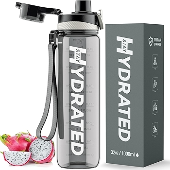 Mevoly 32oz 动力水瓶 带时间标记 BPA免疫宽口设计 适合健身户外使用