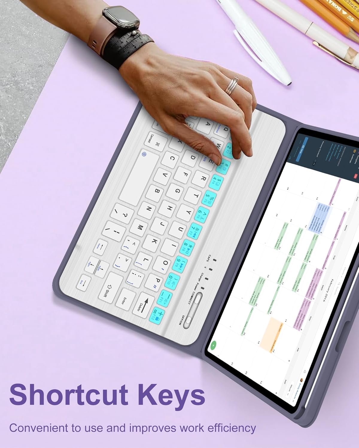 Keyboard Case for iPad Mini 7th (A17 Pro, 2024) & 6th (2021) 8.3-inch, Rechargeable, Detachable Bluetooth Keyboard, Slim Folio Protective Cover with Pencil Holder for iPad Mini 7th/6th Generation