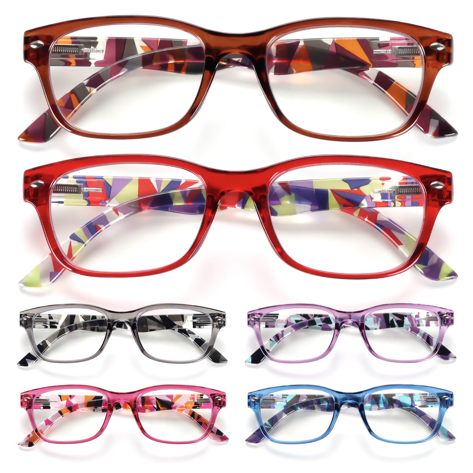 Photo 1 of BLOEXCLU 6 Pack Reading Glasses for Women Men Blue Light Blocking Spring Hinge Computer Readers, Anti Eyestrain/Glare (6 Mixed C9, 3.5, Diopters)