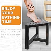 Vista 4 de ENKEZI Reposapiés de ducha de 12 pulgadas, asiento de ducha para ducha interior, banco de ducha, taburete de ducha para afeitarse las piernas
