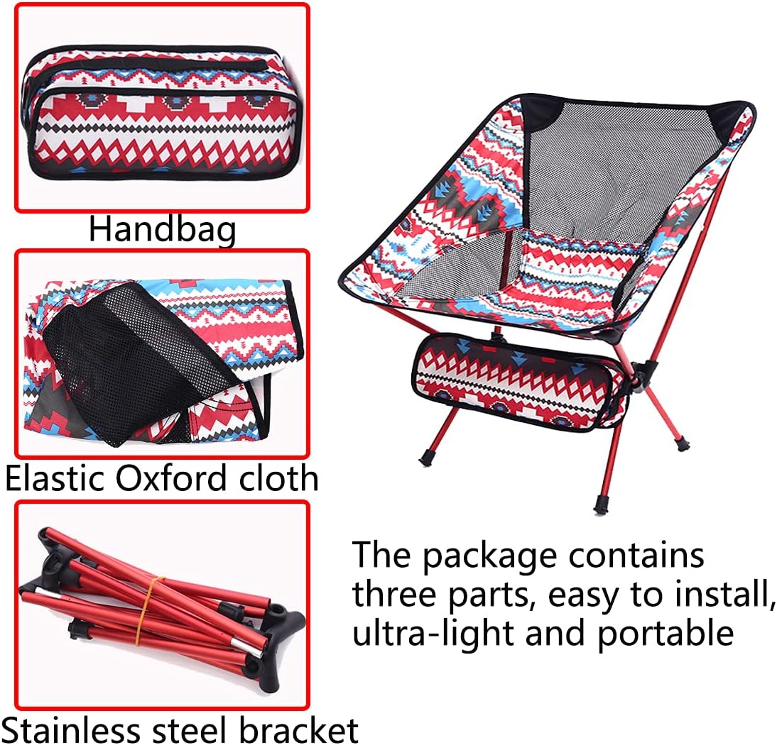 Suhedy Breathable Mesh Construction Camping Chair Ultralight Camp Chair,Light Weight Portable Compact Folding Beach Chairs with Carry Bag for Outdoor, Camp, Picnic, Hiking, Backpacking (Red) : Sports & Outdoors
