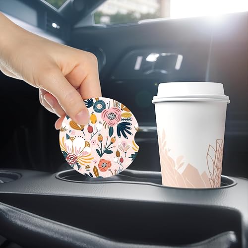 Miniatura 7 de Portavasos para automóvil, paquete de 2 posavasos universales antideslizantes con una muesca para el dedo, tapete para la mayoría de interiores de