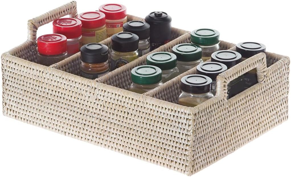 KOUBOO Lo Jolla Rattan Flatware Tray, White Wash