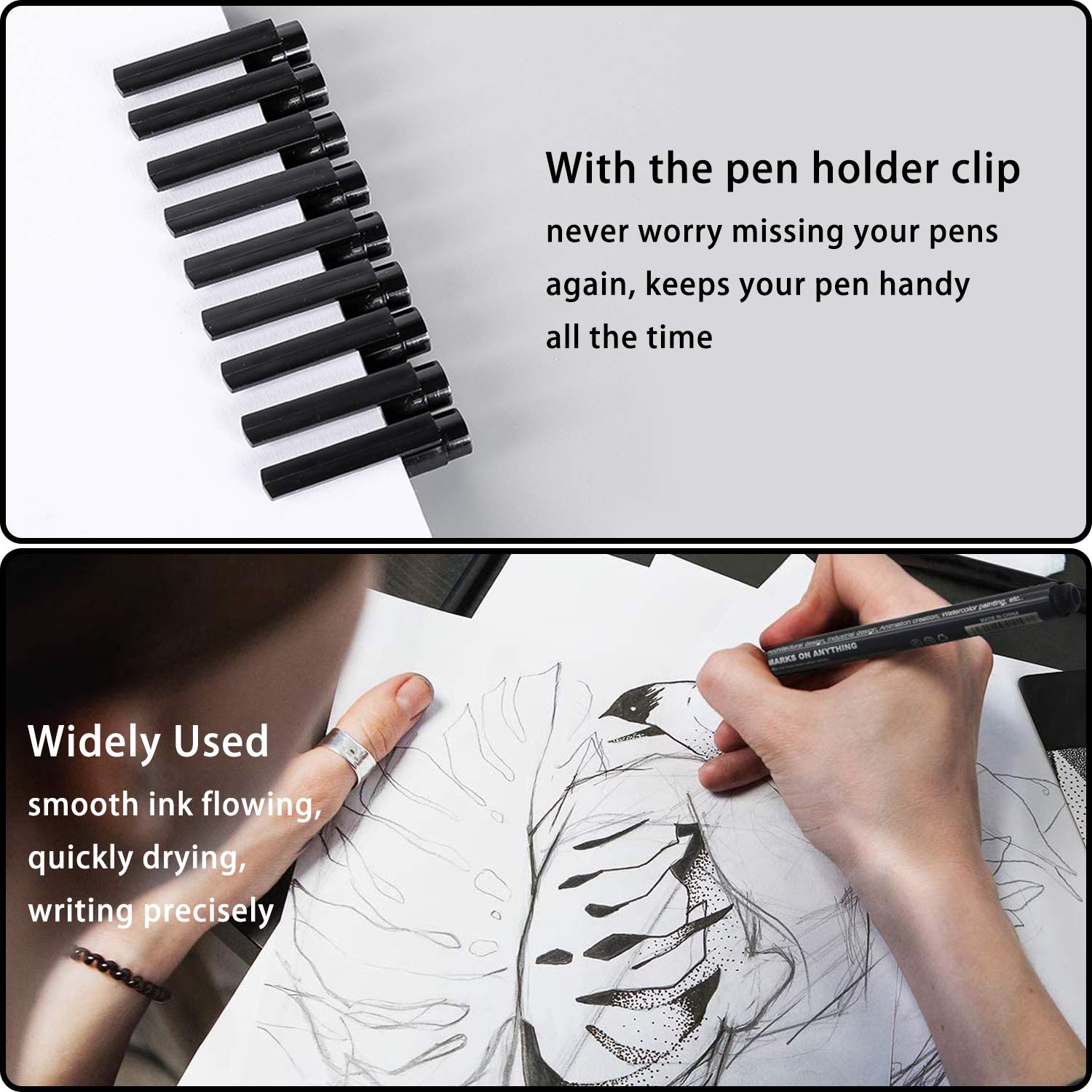 Fineliner Pens, 12 Outline Black Pens, Micro Liner Pen For Artist