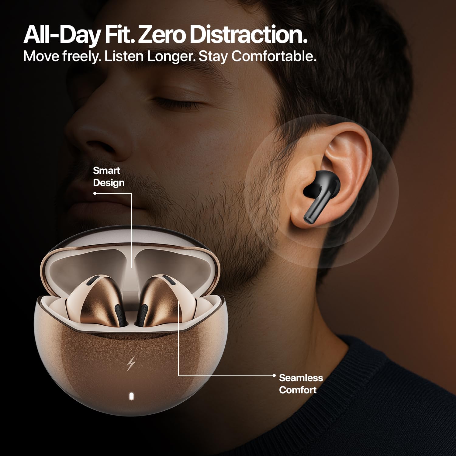 Fire-Boltt Aero TWS Earbuds Custom EQ, Wireless Bluetooth 5.4, Music & App Support, 50H Playtime, Fast Charging Case, 50ms Low Latency for Gaming, Touch Controls, IPX4 Waterproof, Clear Calls - Gold — Amazon image 9