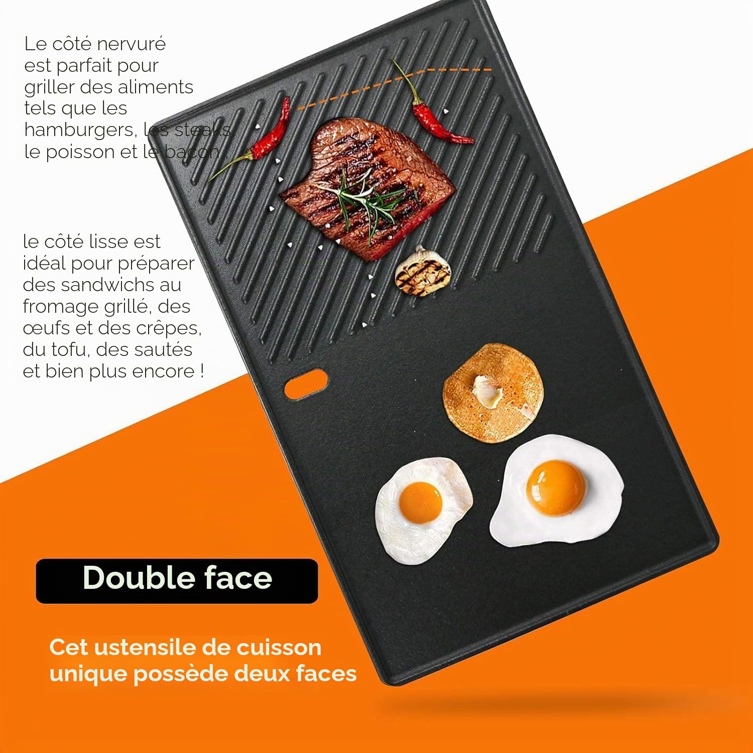 Denmay Plaque de cuisson en fonte 7637 - 44,4 x 26 cm - Pour barbecue à gaz Weber Spirit I II E210 E220 S210 S220 (avec boutons de commande avant) - Plaque de rechange pour Weber Spirit I II 200 - 1