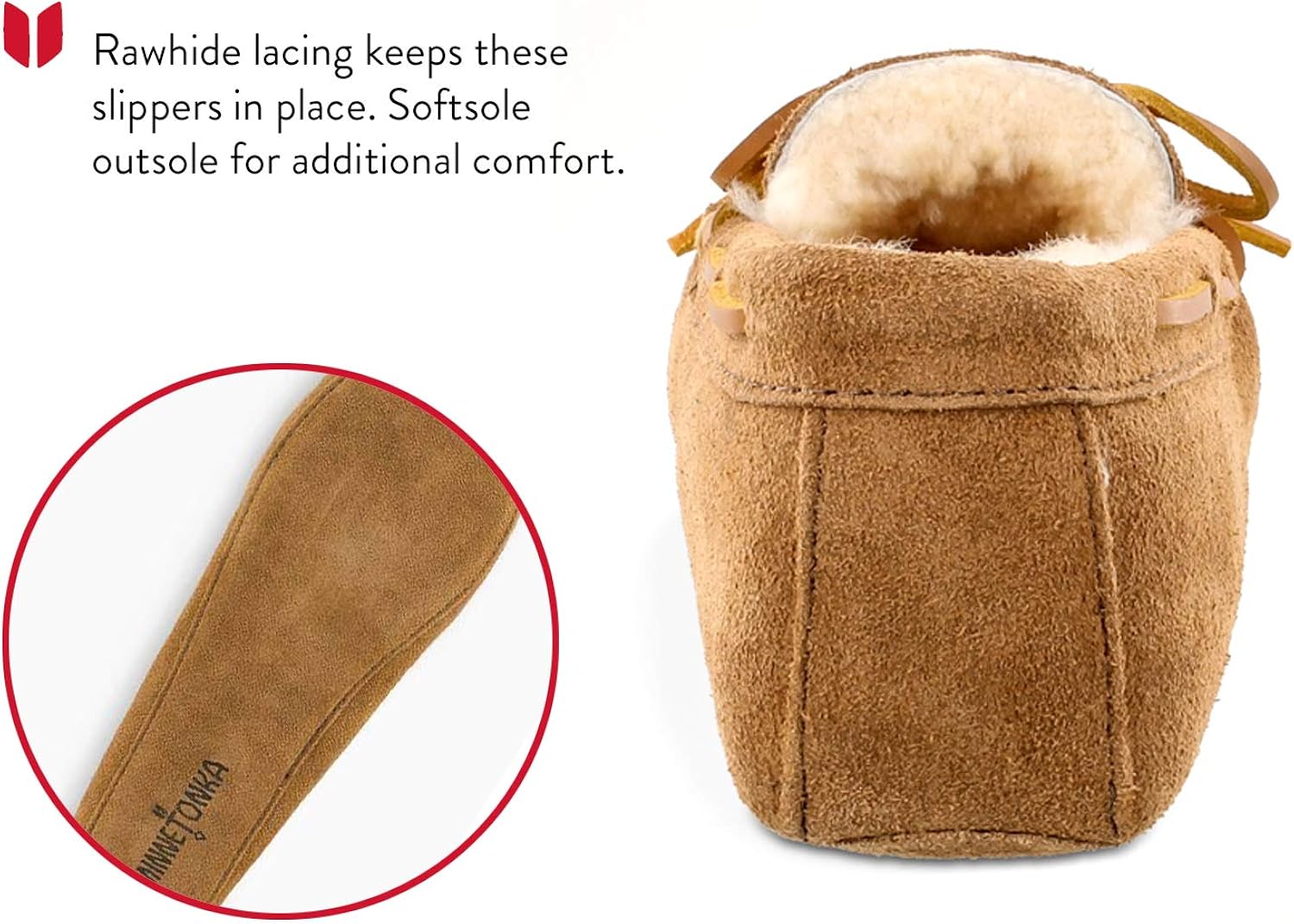 minnetonka men's sheepskin hardsole moccasin slippers