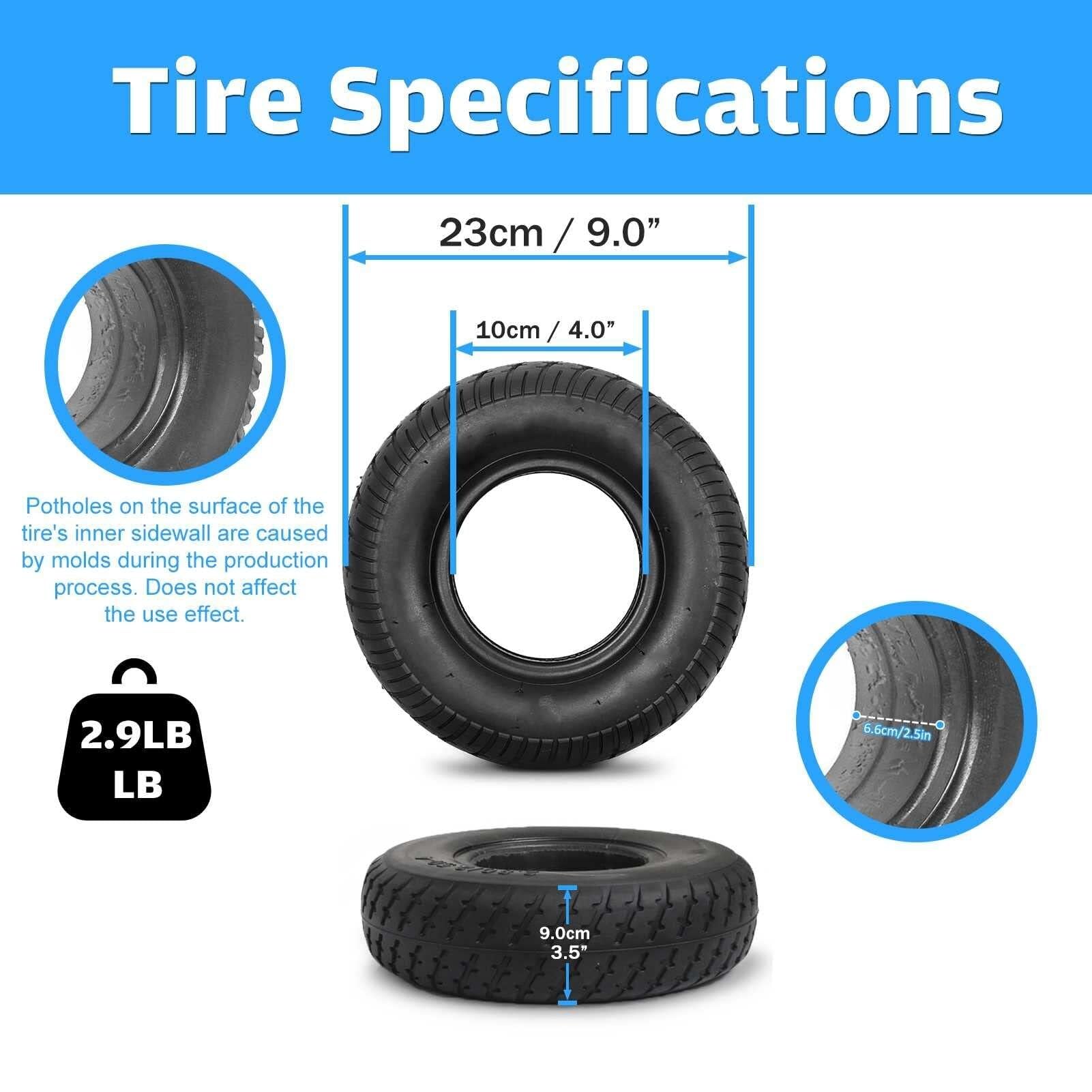 9x3.50-4 Opona Pełna Bez Dętki Opona Bezdennna do Kosiarki 9" x3-1/2 Cala Dla Mini Traktora, Wózka, Elektrycznego Hulajnogi, ATV