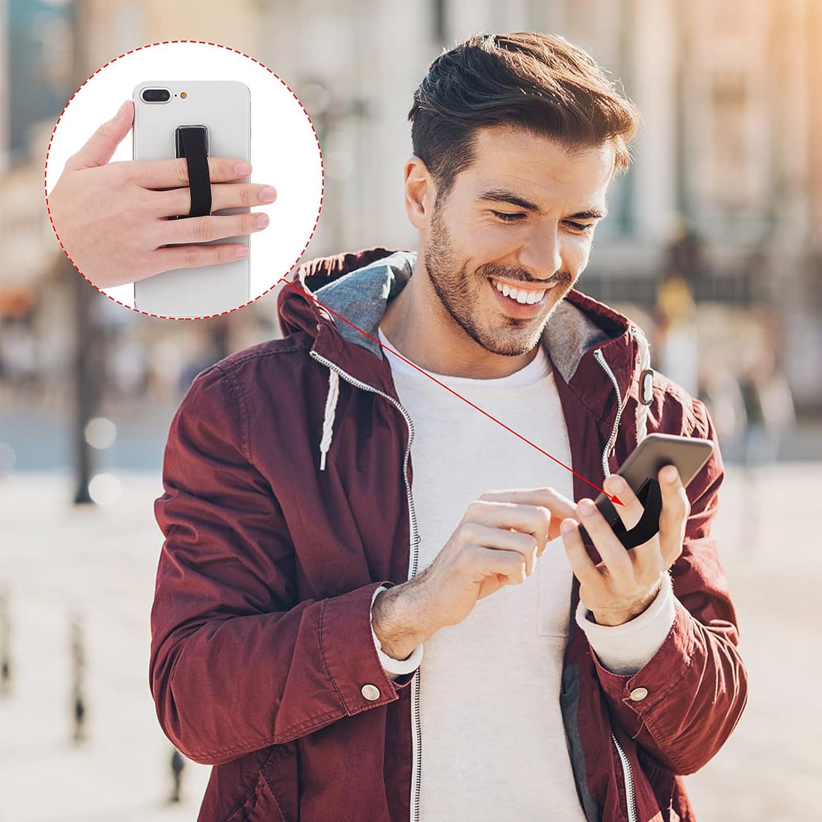 SURALIN Set di 3 Impugnature per Smartphone, Impugnature Autoadesive per Telefono con Supporti Elastici per Adattarsi A Tutti I Telefoni Cellulari
