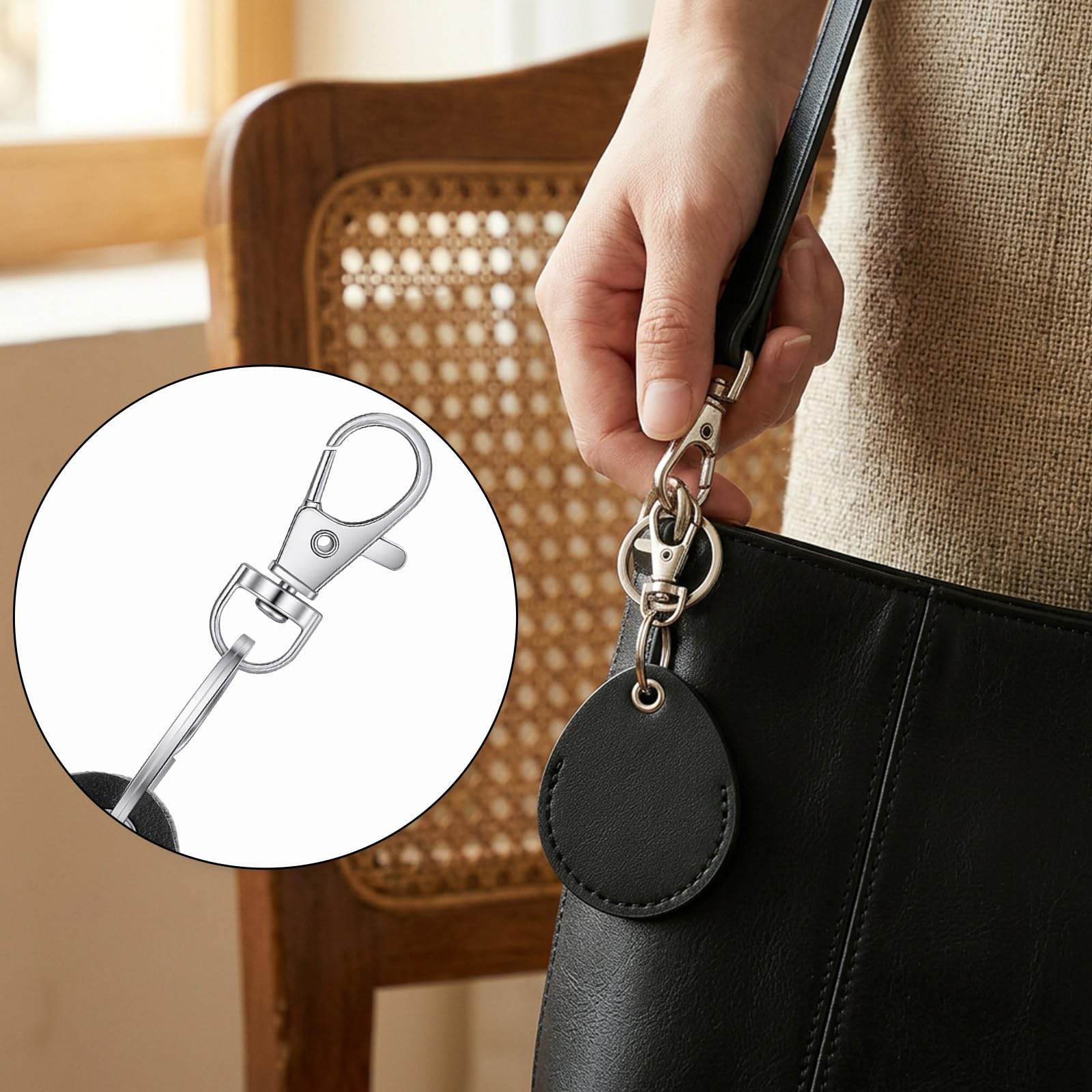 Paquete de 6 llaveros RFID de piel sintética para tarjeta de identificación de proximidad, funda protectora con llavero y clip de mosquetón para llavero, etiqueta de token, control de acceso de