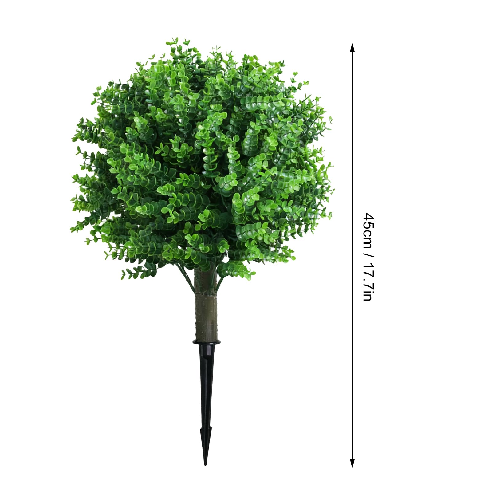 2 Pz Artificiale Eucalipto Topiaria Palla Albero 17,7 Pollici Pianta Finta Finto Verde Arbusto Cespuglio con Picchetto per Giardino Portico Cortile Patio Decor