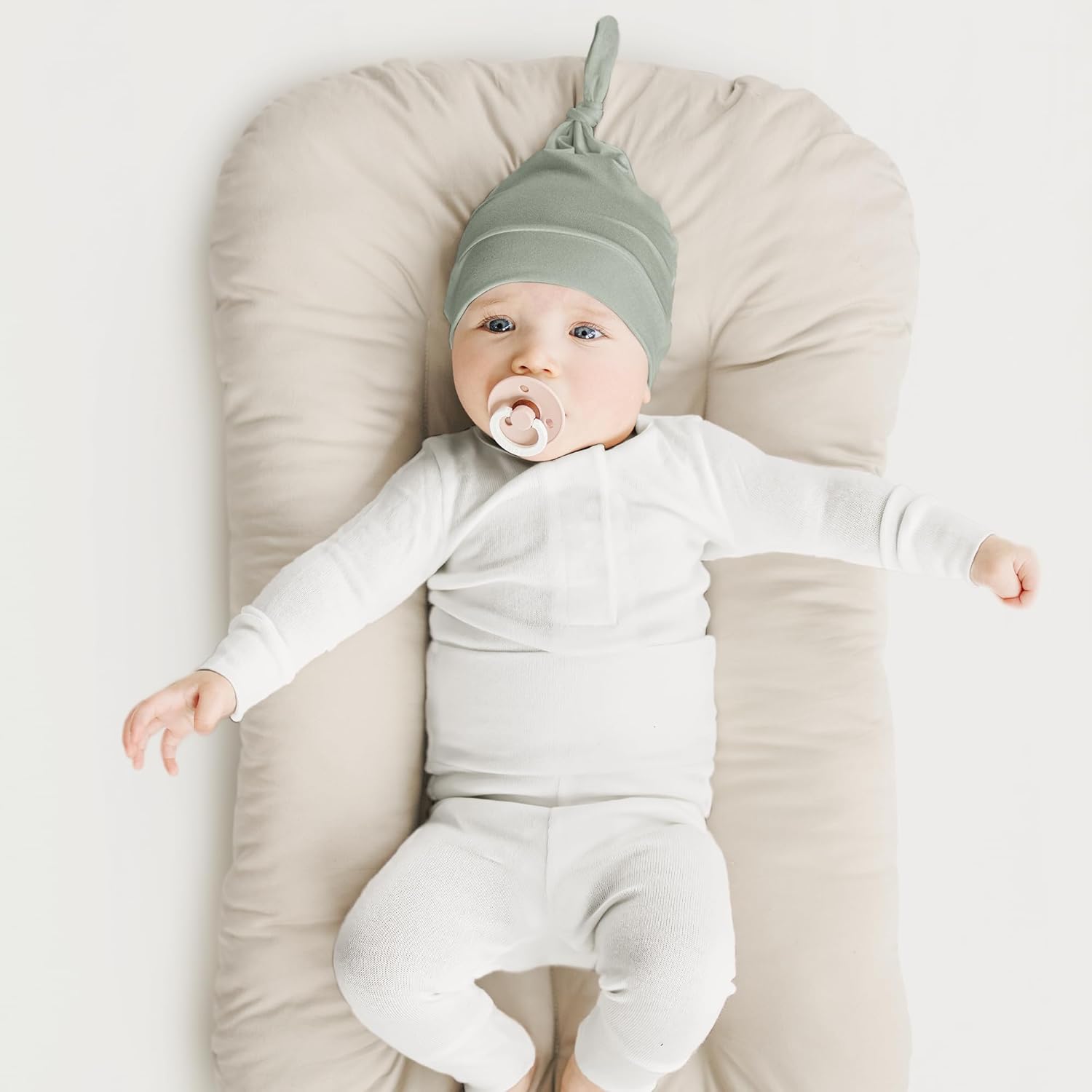 Konssy 6 Pack Baby Newborn Hats Set Knot Beanie Hats Soft for Infant Baby Girls Boys Caps 0-6 Months - Image 3