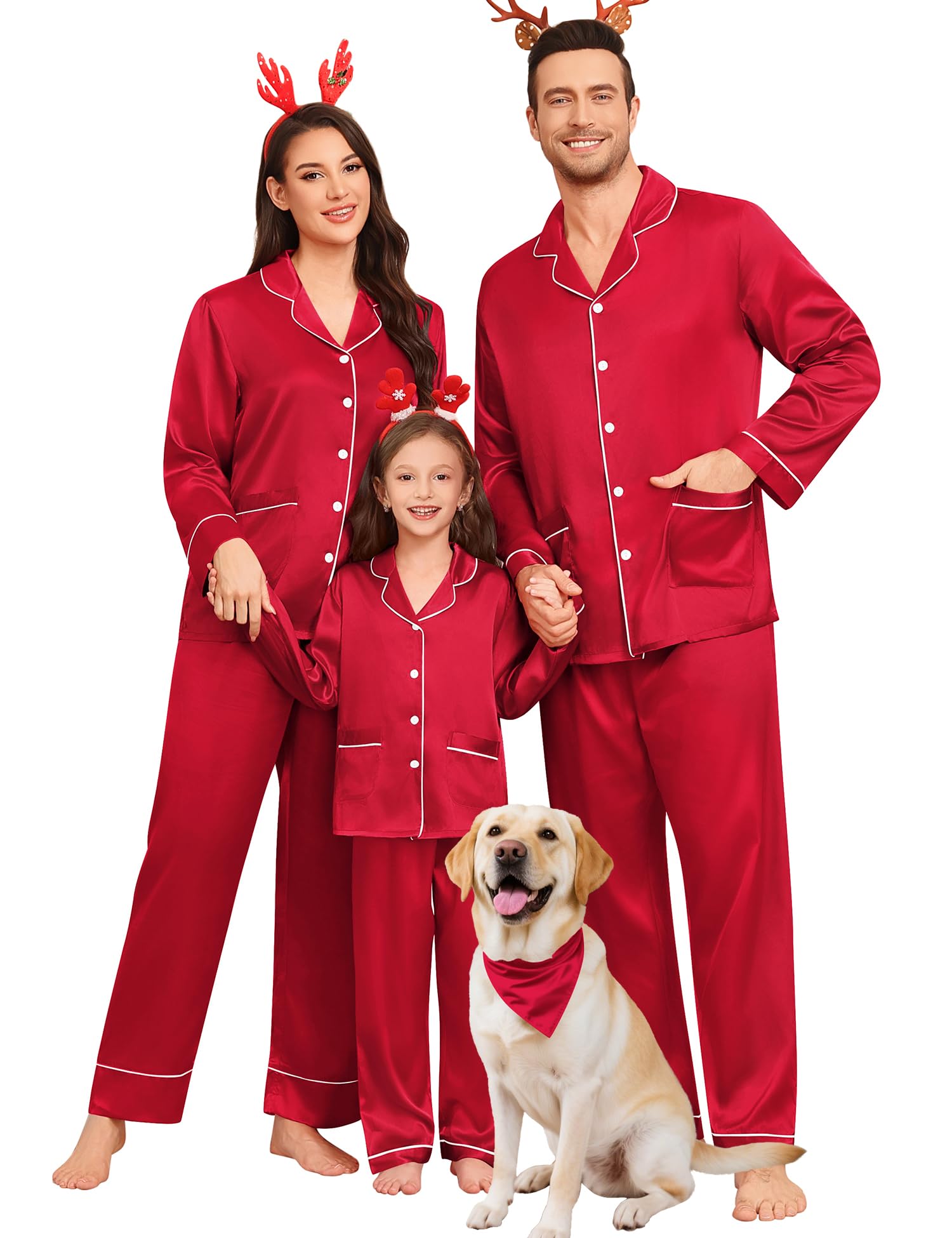 Mens Satin Pajamas Set Satin Loungewear 2-Piece Long Sleeve Button-down Lounge Wear Soft Shirts Silky Pjs Red, Red, S, Red, S-image-10
