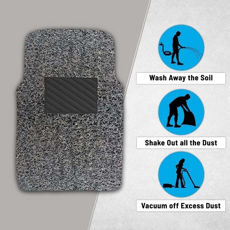Image of CARNEST Premium Grass PVC Mats, 12mm Thickness, 100% Waterproof and Dustproof Car Floor Foot Mats, Universal Fit in All Cars, Complete Set of 5 Piece Compatible for I10,Grey