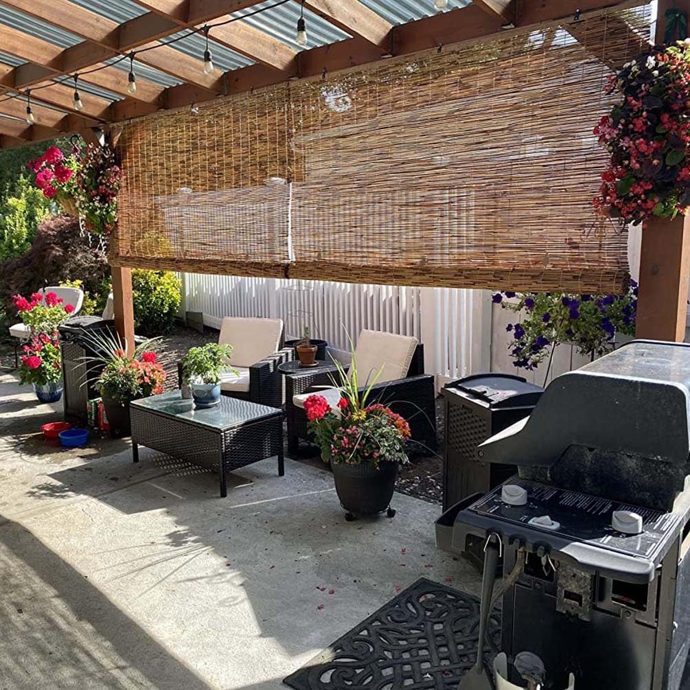 Bamboe Rolgordijnen Voor Buitenterras, Natuurlijke Bamboe Oprolbare Jaloezieën, Verduisterende Bamboe Tinten, Bruin, 60 70 80 90 100 110 120 130 140 150 160 Cm, Veranda Privacygordijnen (Size : 75x18