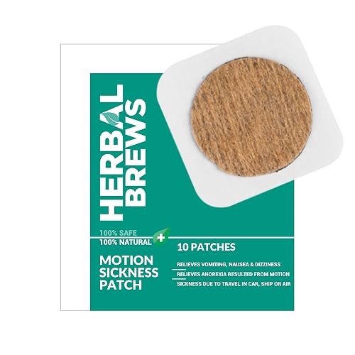 Herbal Brews - Motion Sickness Patch for Kids & Adults - 100% Safe & Natural to Relieve Travel Sickness, Dizziness, Nausea, Vomiting | WORKS INSTANTLY & LONG-LASTING | NO SIDE EFFECTS (5 Pair)