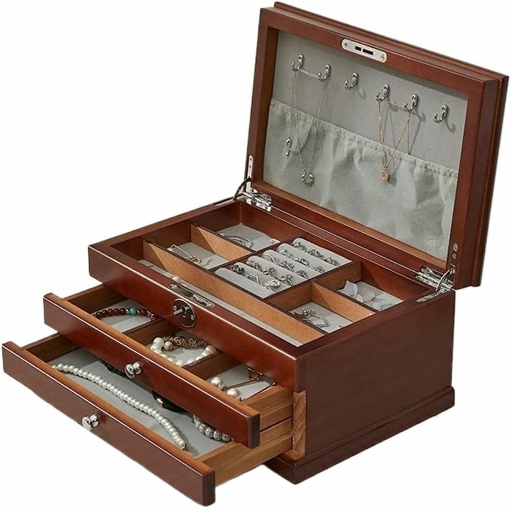 Boîte à Bijoux en Bois à 3 Couches pour Sublimer Votre Coiffeuse