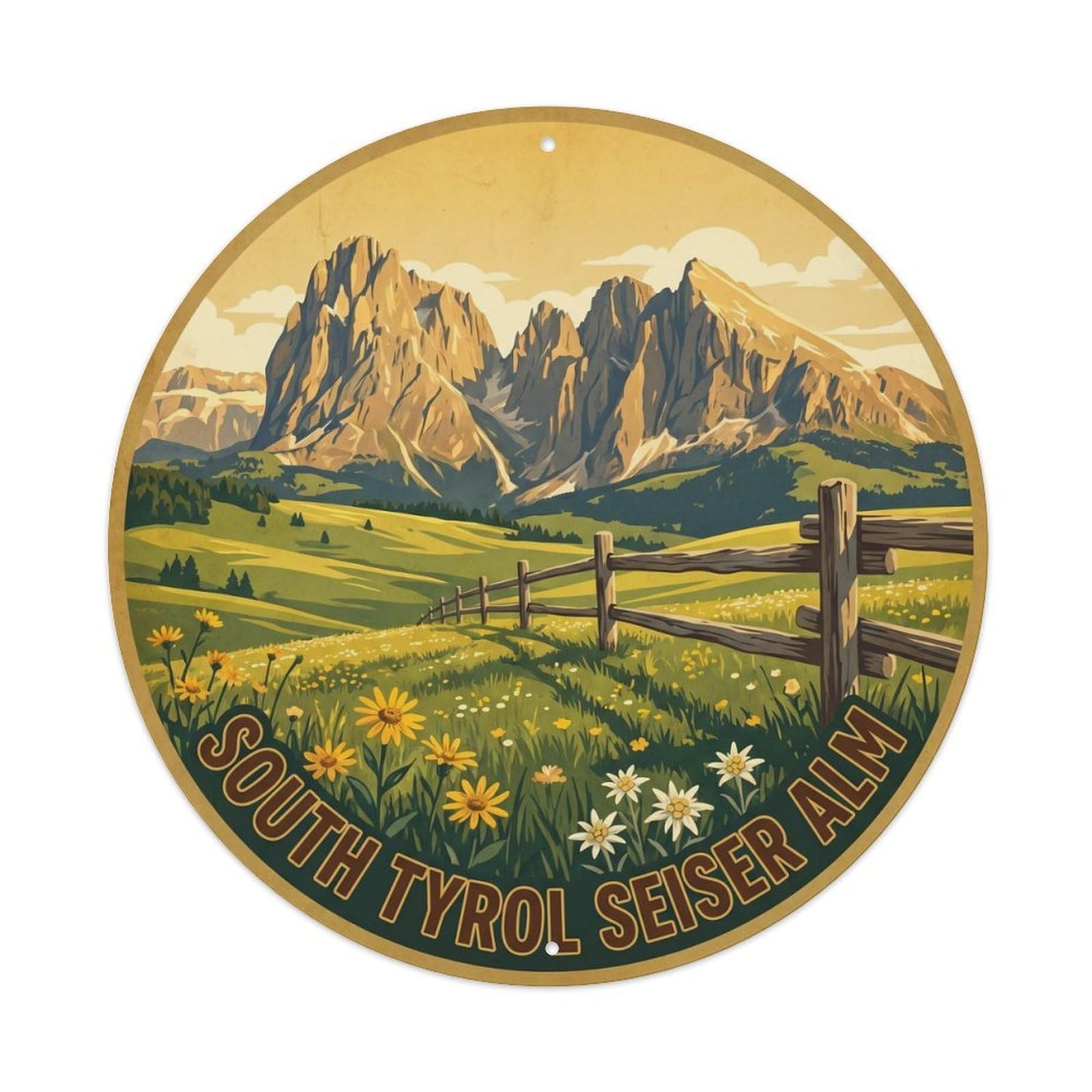 South Tyrol Italy Seiser Heritage City Travel Classic Metal Tin Sign