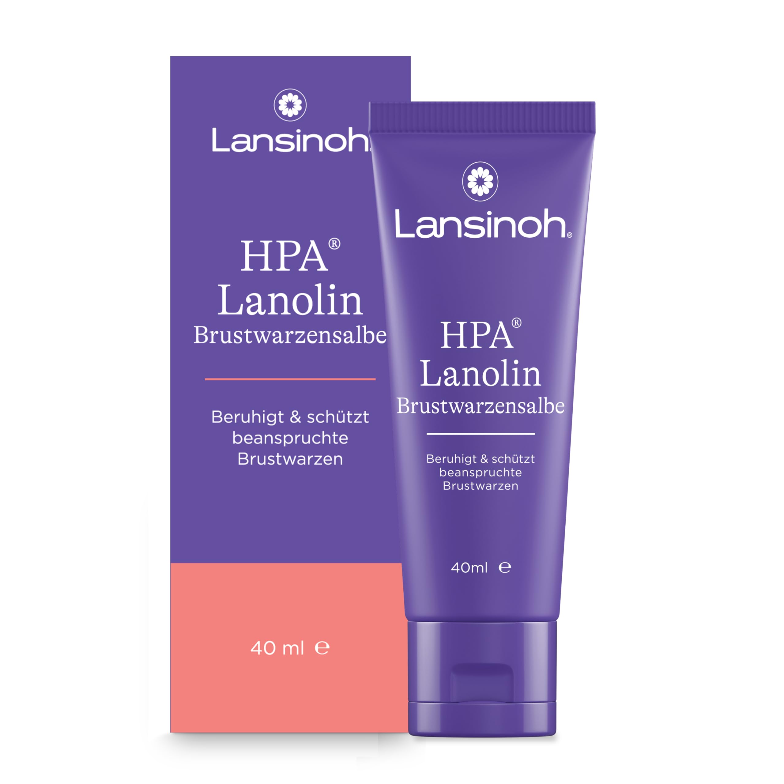Lansinoh HPA Lanolin Brustwarzensalbe, 40 ml - beruhigt & schützt beanspruchte Brustwarzen - 100 % natürlich & klinisch getestet