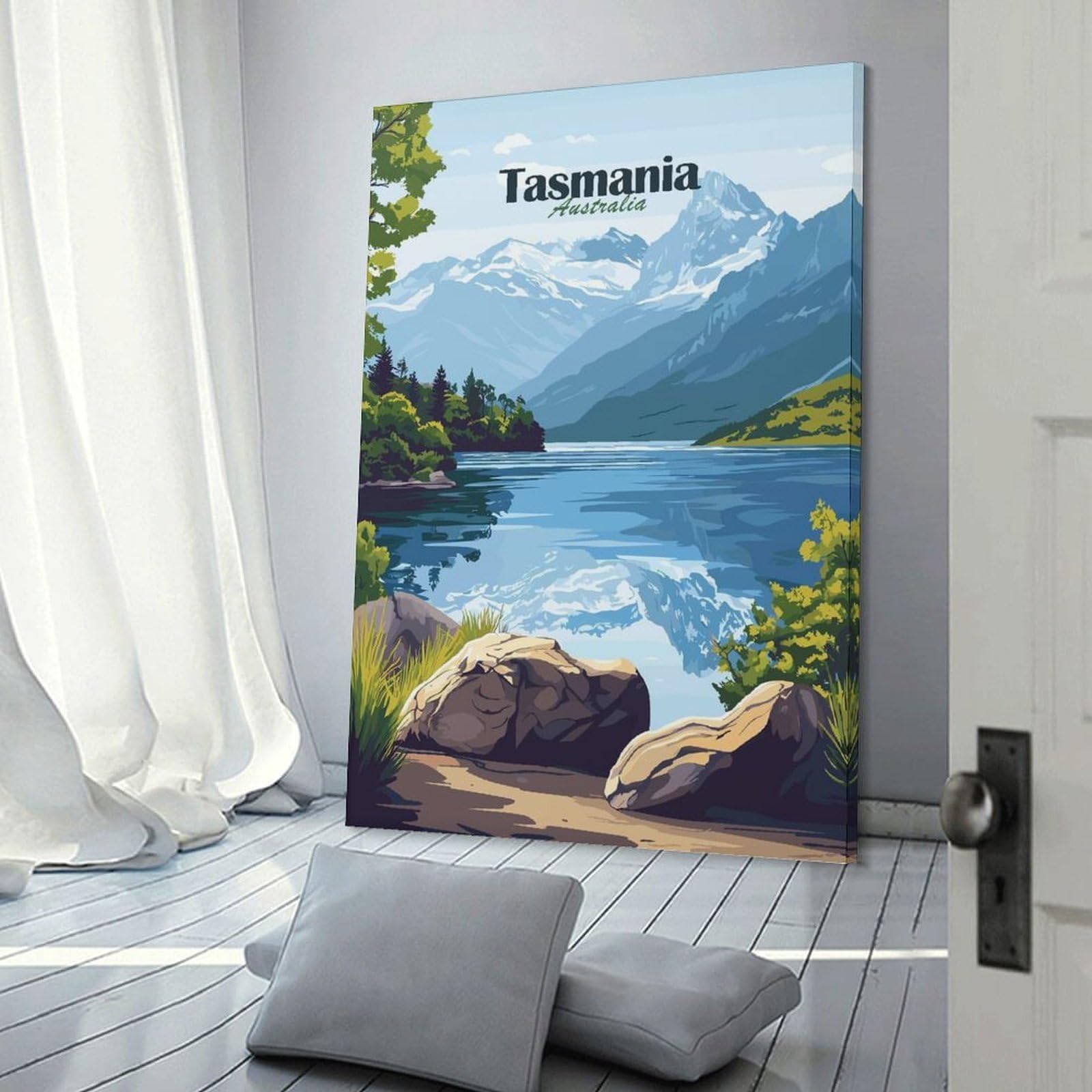 Junmoney Frame-Style-2-1 Tasmania Landscape(2) Hanging Wall Art, 20X30inch(50X75cm), For Bedroom Decor, Cosy Corners Or Studios, An Easy Wall Refresh For Bedrooms