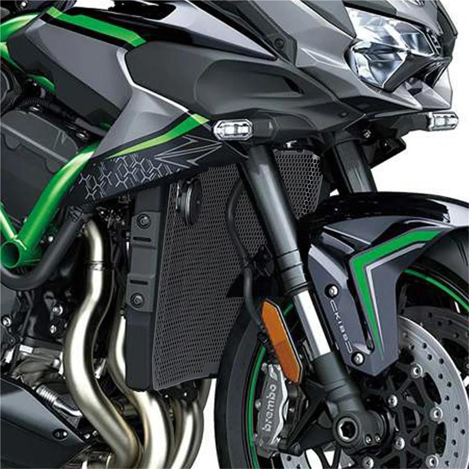 Ochrona chłodnicy motocyklowej Osłona Chłodnicy Motocykla Osłona Ochronna Osłona Grilla Do Kawasaki Ninja H2/R/SX/SX SE/SX Performance 15-26 Kratki motocyklowe(Black z)