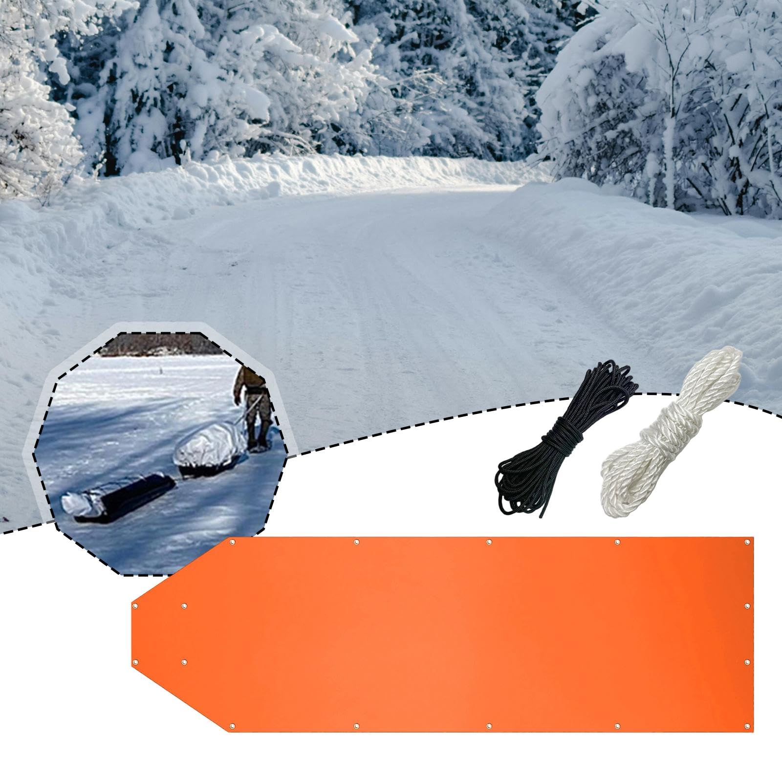 Slitta da Traino per Cervi, Attrezzatura da Esterno Multiuso, Senza Sforzo, con Corde, Slitta da Trasporto Arrotolabile per La Pesca in Campeggio