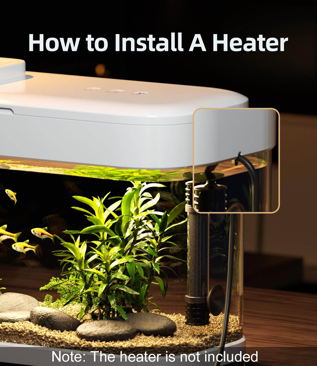 Smart Betta Aquarium mit Temperaturmonitor, 3-stufige Filtration, 8-Farb-Beleuchtung, selbstreinigendes kleines Beta-Tank-Set, Acryl