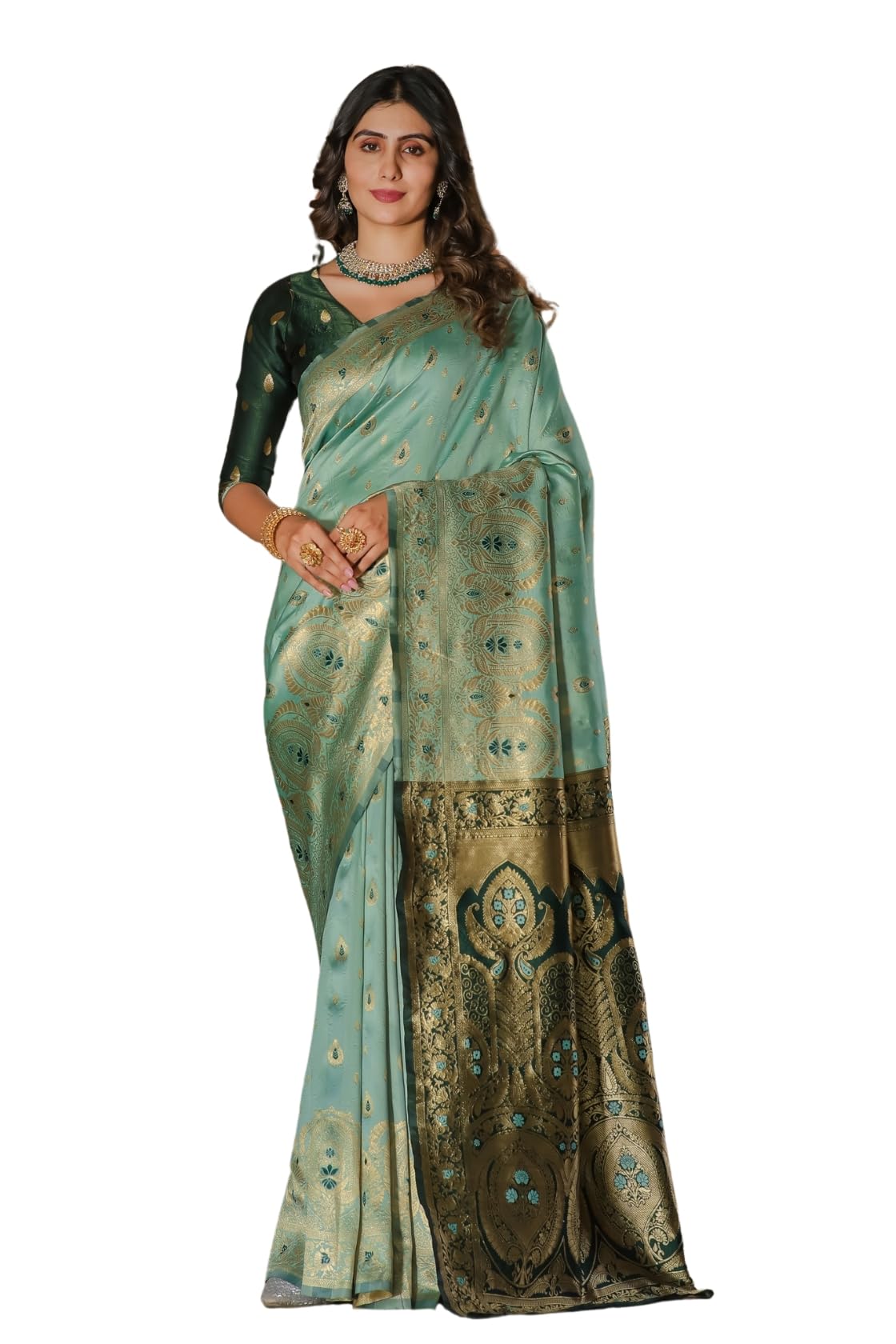 Dhruvi Trendz Women's Cotton Silk Saree (Dt-S2357_Green)