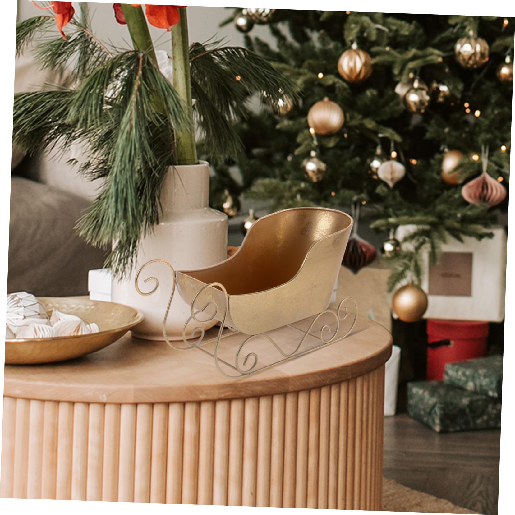Mini Eisenschlitten Weihnachtsdeko für Schreibtisch Tischdeko Weihnachtsschlitten-anhänger Schlittenornament aus Eisen Zarte Schlittenverzierung Schlittenverzierung