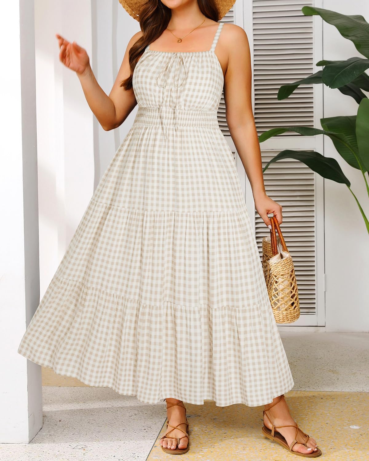 Plus Size Summer Dresses - Boho Maxi Sundress with Pockets Spaghetti Strap Long Casual Sun Dress for Vacation and Beach - Image 2