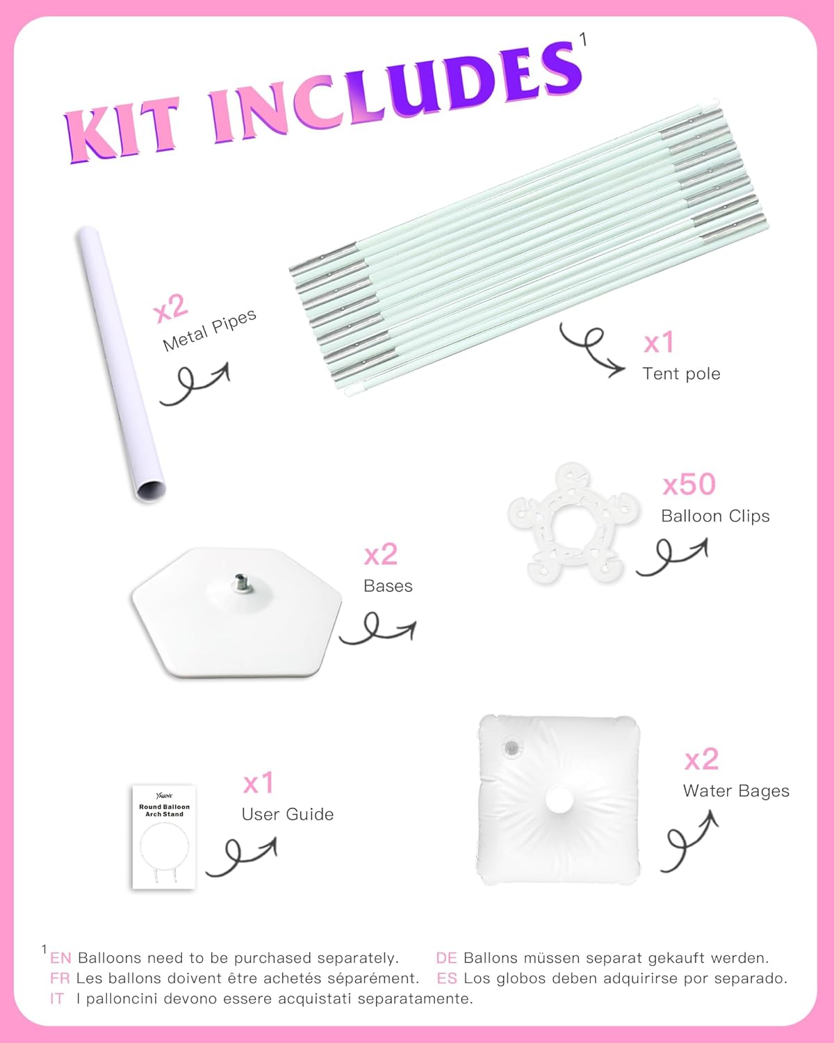 YALLOVE 4 Pack Balloon Column Stand And Balloon Arch Kit Combo Pack for Birthday Party Decoration