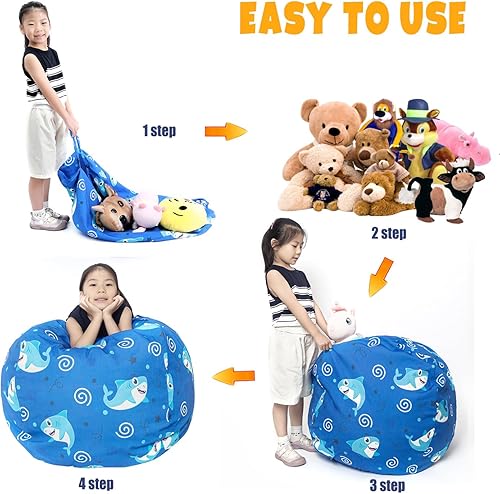 Miniatura 5 de Funda para puf de almacenamiento de animales de peluche, para niños, mantas, toallas, puf (solo funda), sofá de lona con cremallera YKK, tamaño