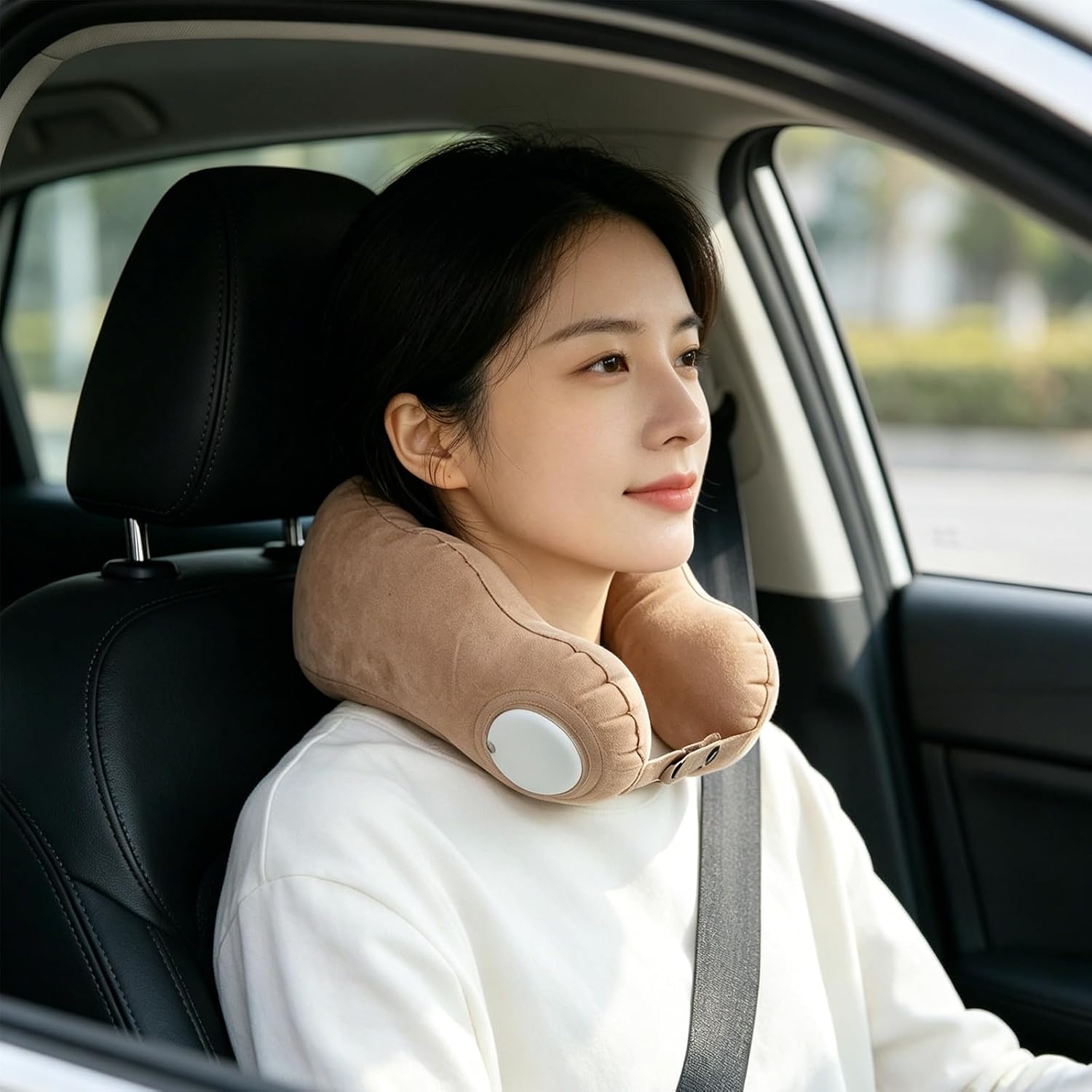 UKCOCO Neck Pillows for Travel, Inflatable Neck Pillow with Storage Bag, U Shape Blow Up Cushion for Airplanes Train Car Travel Camping Home Sue